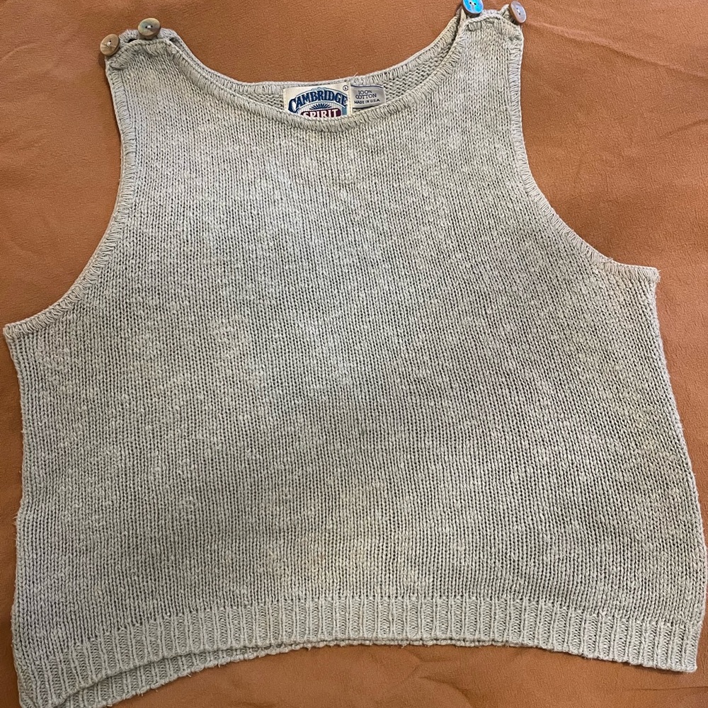 Vintage Cambridge Spirit Mother of Purl Buttons Women’s Top Vest Sweater, Size L